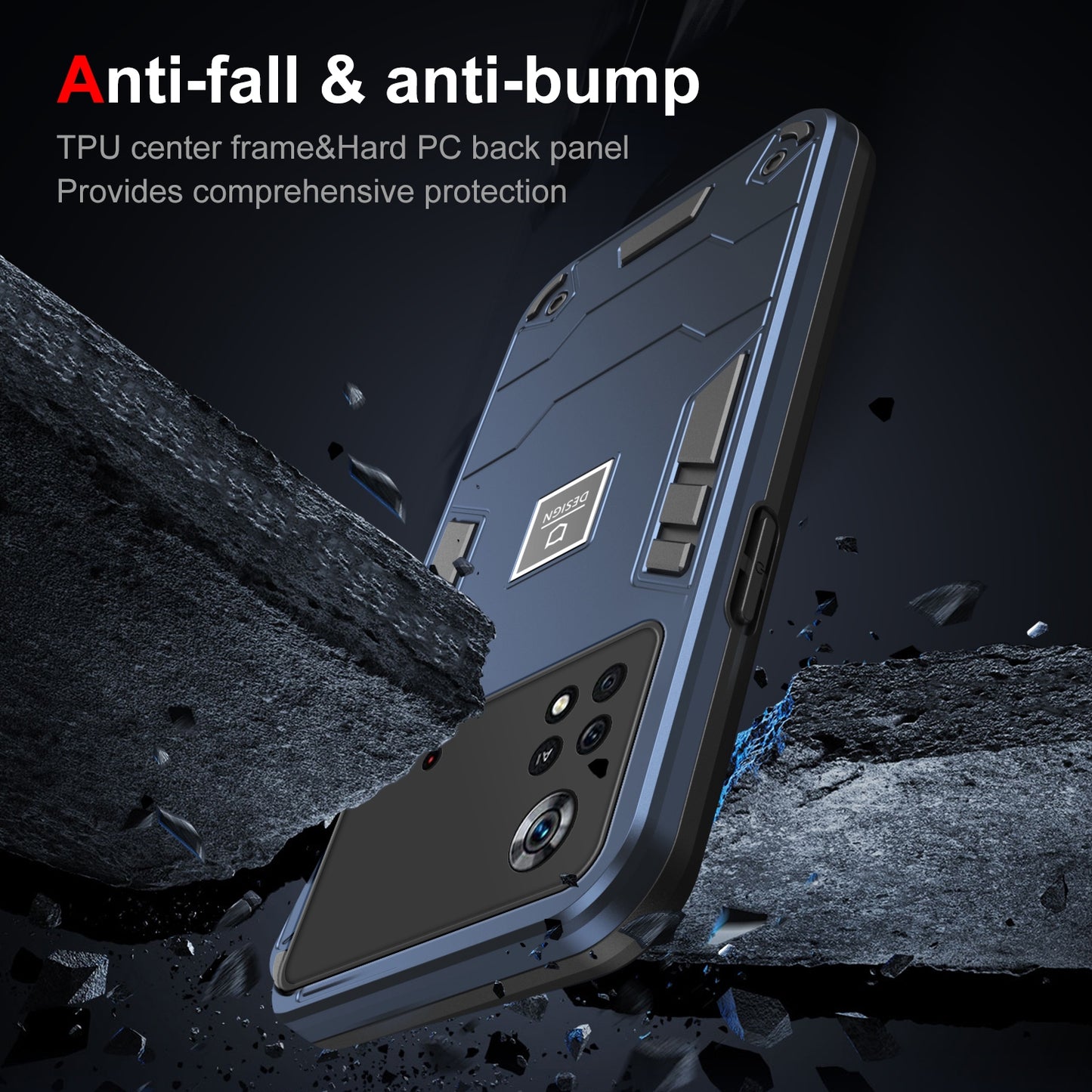 Xiaomi Poco X4 Pro 5G 2 in 1 Shockproof Phone Case, Rugged TPU+PC, Oil-Proof & Fingerprint Resistant, with Magnet-Ready