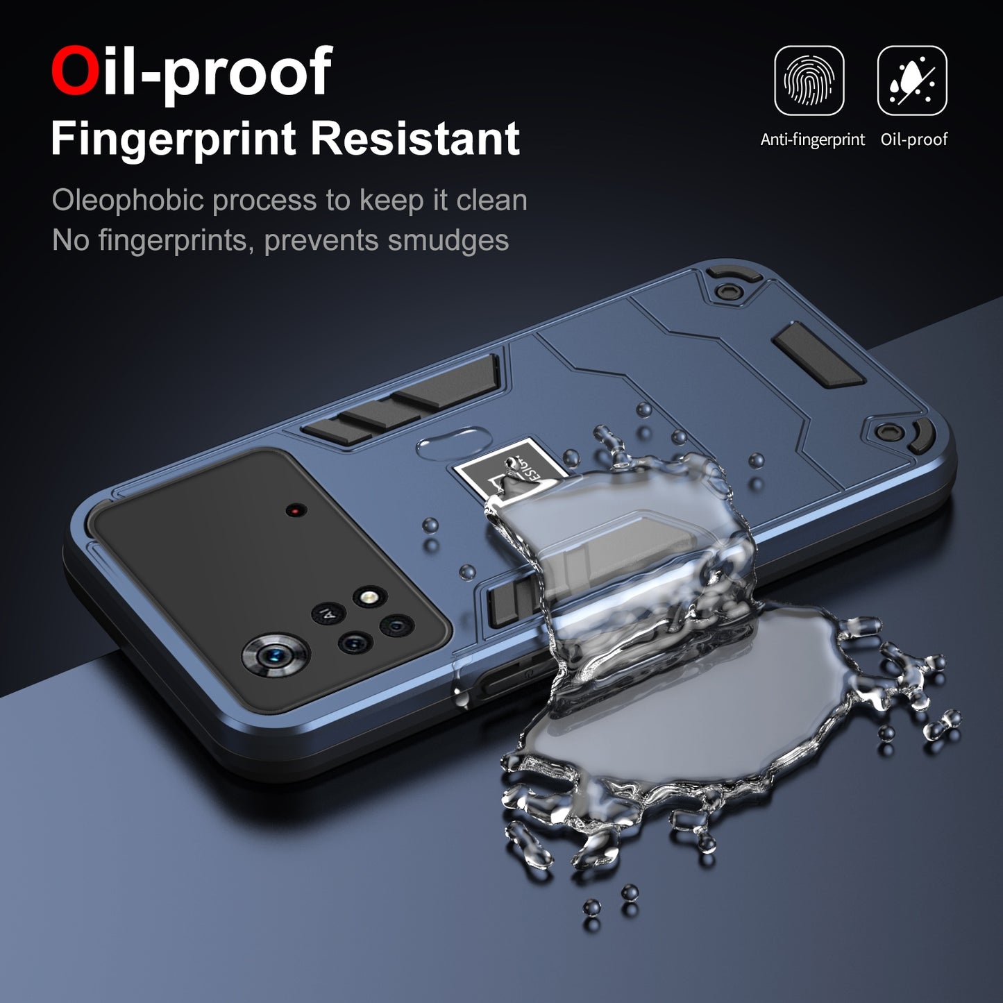 Xiaomi Poco X4 Pro 5G 2 in 1 Shockproof Phone Case, Rugged TPU+PC, Oil-Proof & Fingerprint Resistant, with Magnet-Ready