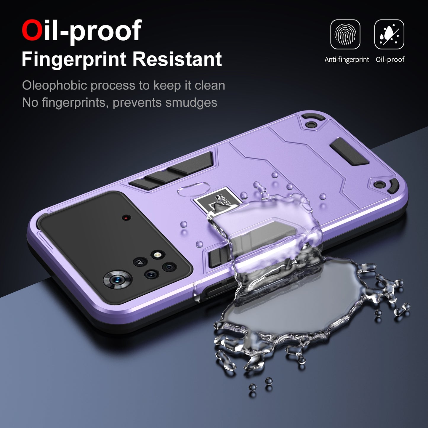 Xiaomi Poco X4 Pro 5G 2 in 1 Shockproof Phone Case, Rugged TPU+PC, Oil-Proof & Fingerprint Resistant, with Magnet-Ready