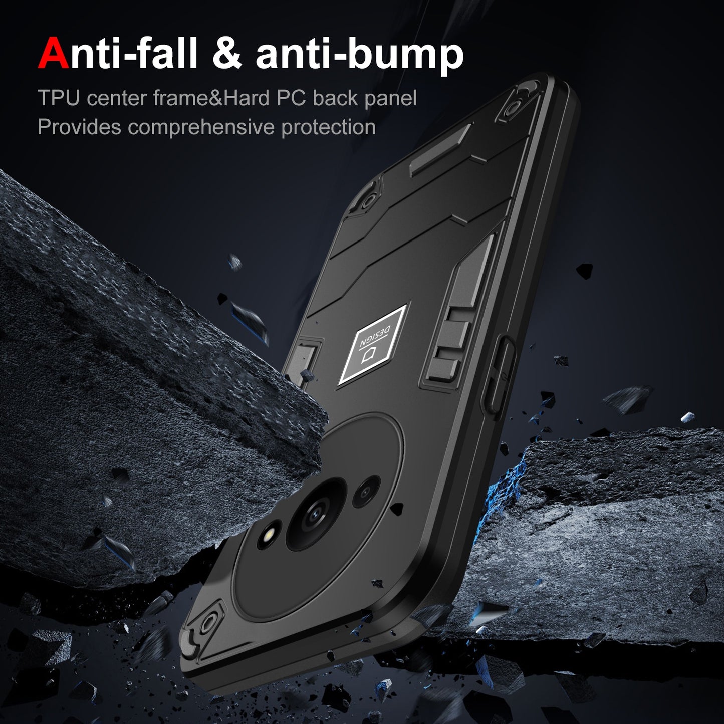 Xiaomi Redmi A3 2 in 1 Shockproof Phone Case, Rugged TPU+PC, Oil-Proof & Fingerprint Resistant, with Magnet-Ready