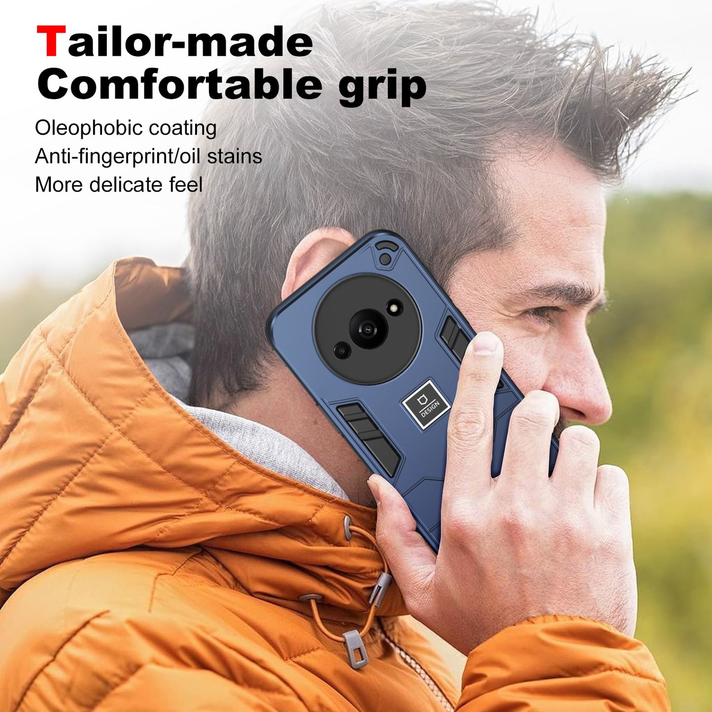 Xiaomi Redmi A3 2 in 1 Shockproof Phone Case, Rugged TPU+PC, Oil-Proof & Fingerprint Resistant, with Magnet-Ready