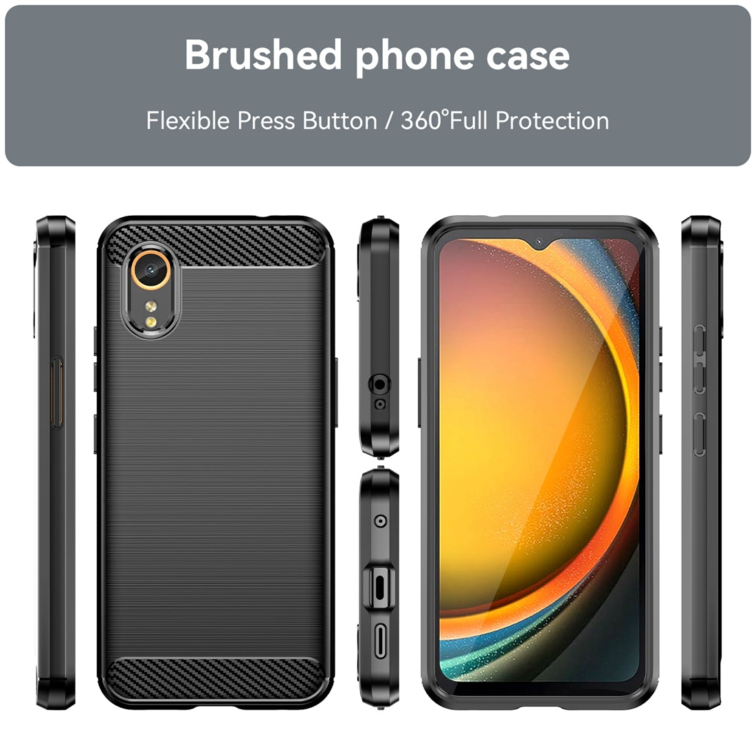 Samsung Galaxy Xcover 7 Carbon Fiber Brushed Texture TPU Protective Phone Case Shockproof Slim Cover