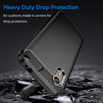 Samsung Galaxy Xcover 7 Carbon Fiber Brushed Texture TPU Protective Phone Case Shockproof Slim Cover