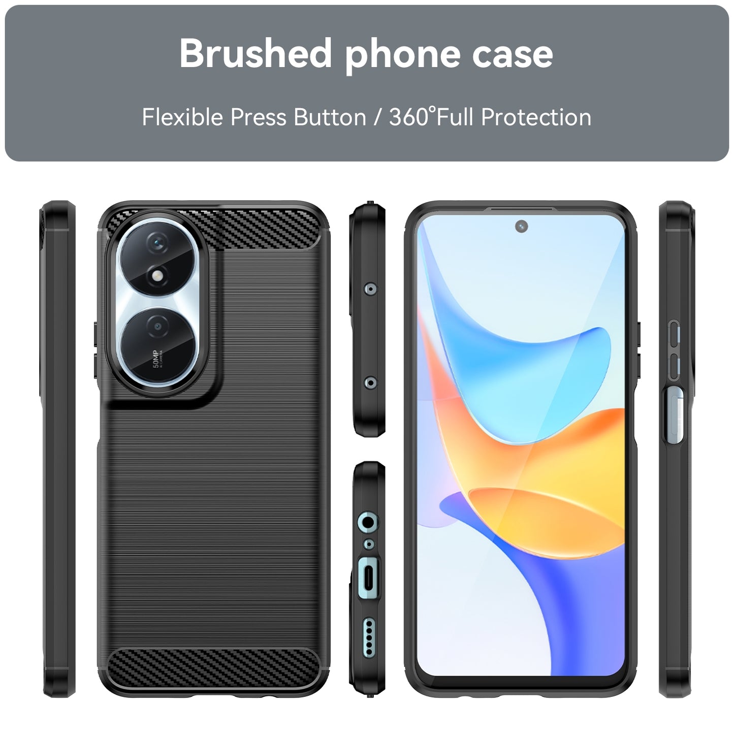 Honor 90 Smart Carbon Fibre Brushed Texture TPU Protective Phone Case Shockproof Slim Cover