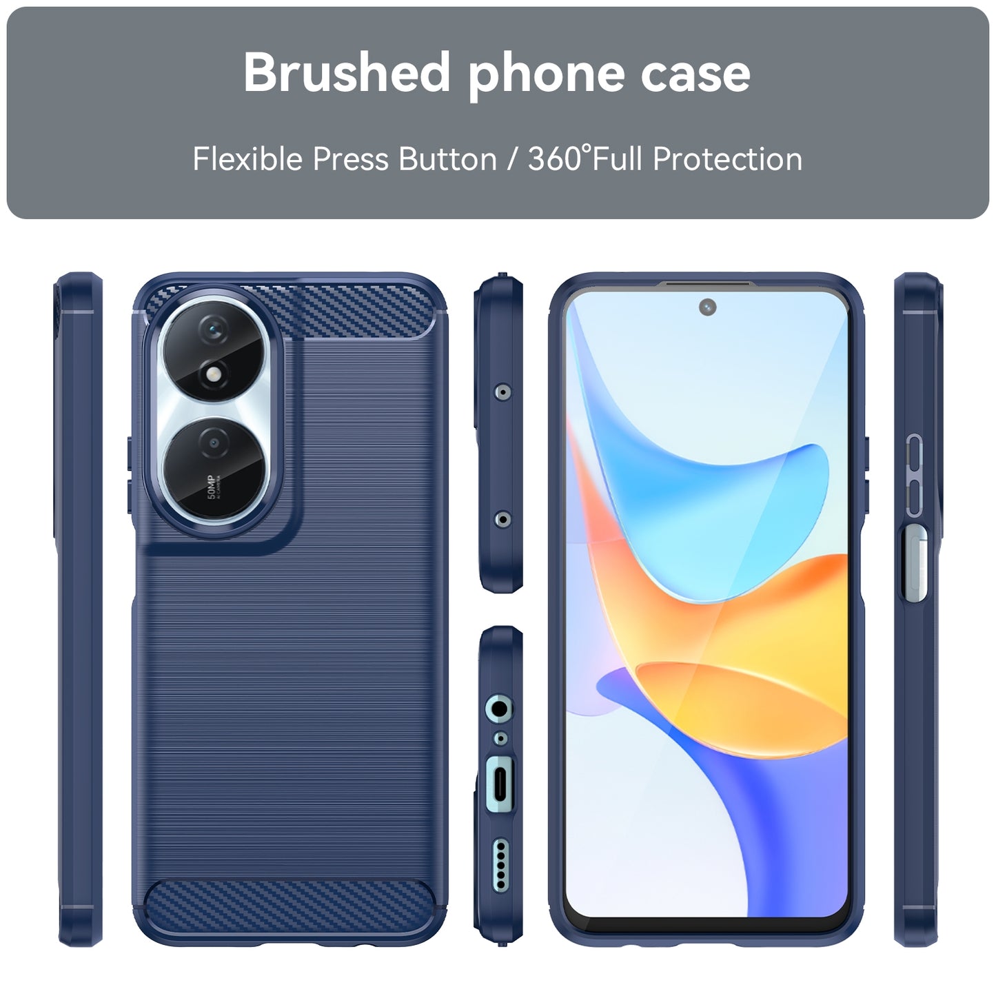 Honor 90 Smart Carbon Fiber Brushed Texture TPU Protective Phone Case Shockproof Slim Cover