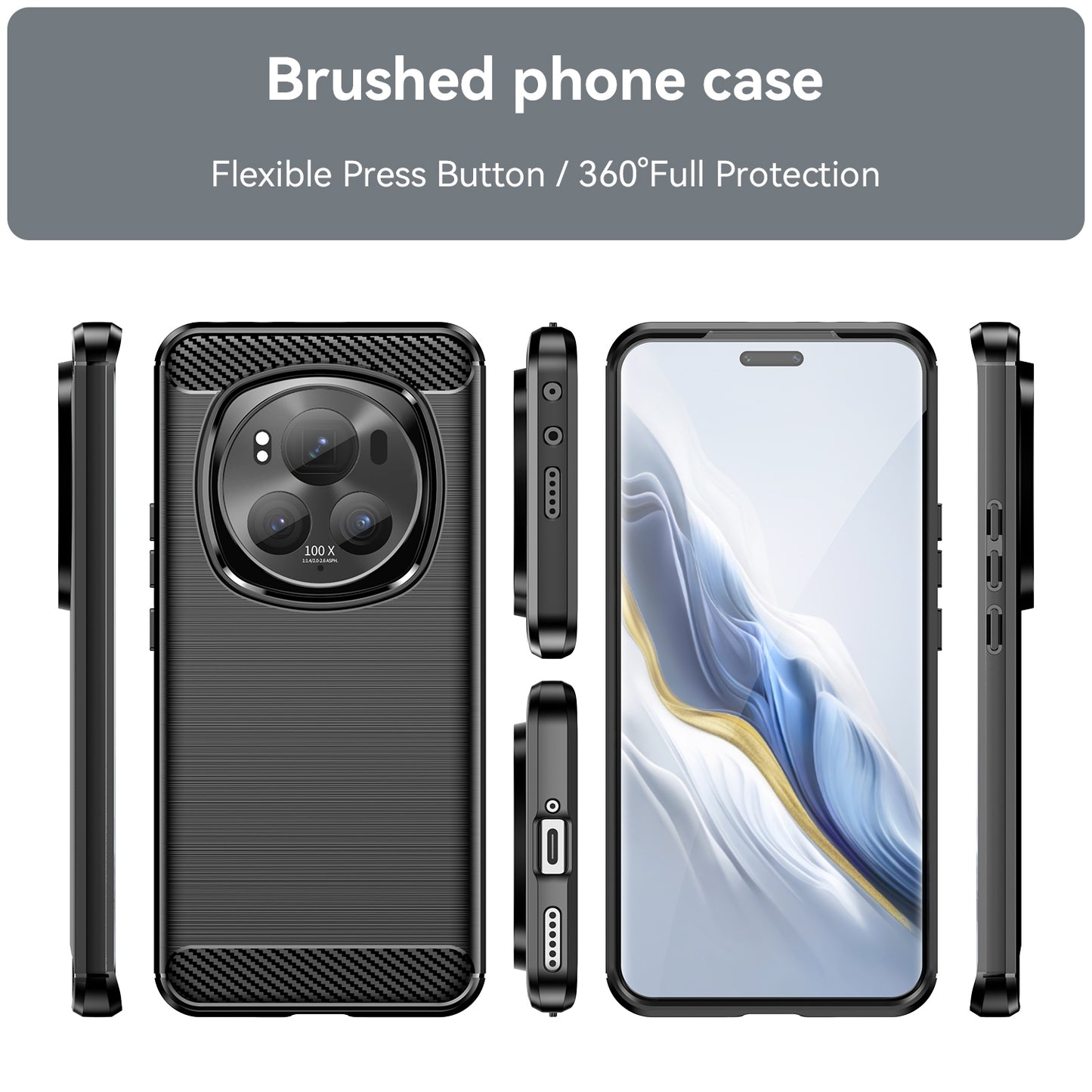 Honor Magic 6 Pro Carbon Fiber Brushed Texture TPU Protective Phone Case Shockproof Slim Cover