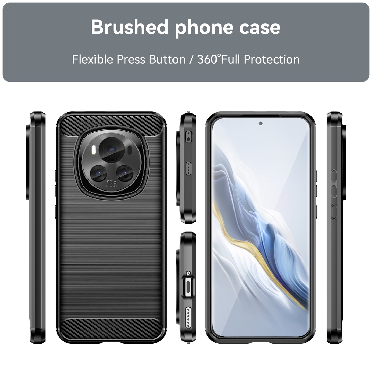 Honor Magic 6 Carbon Fiber Brushed Texture TPU Protective Phone Case Shockproof Slim Cover