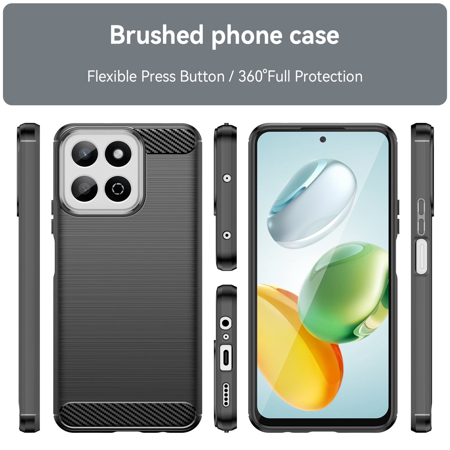 Honor 200 Smart Carbon Fibre Brushed Texture TPU Protective Phone Case Shockproof Slim Cover