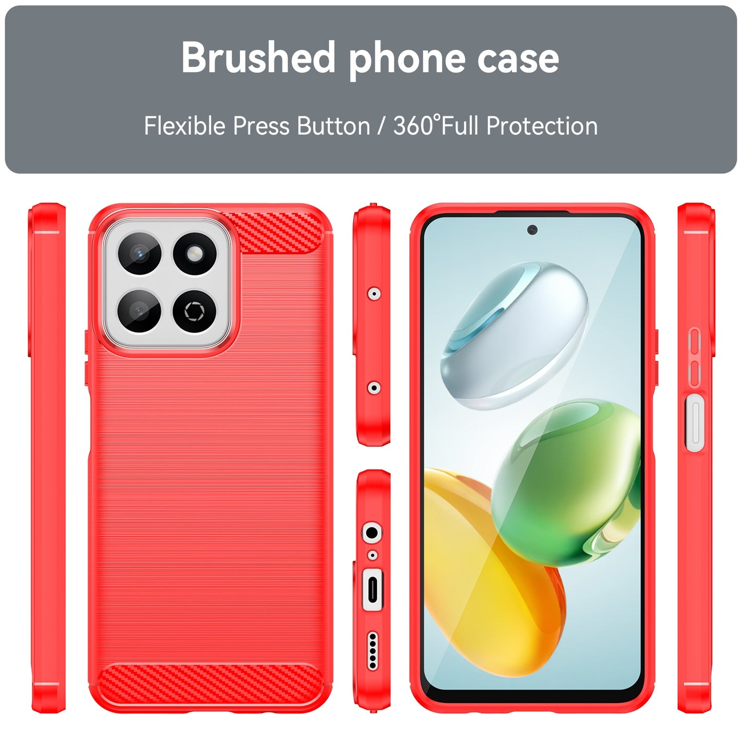 Honor 200 Smart Carbon Fibre Brushed Texture TPU Protective Phone Case Shockproof Slim Cover