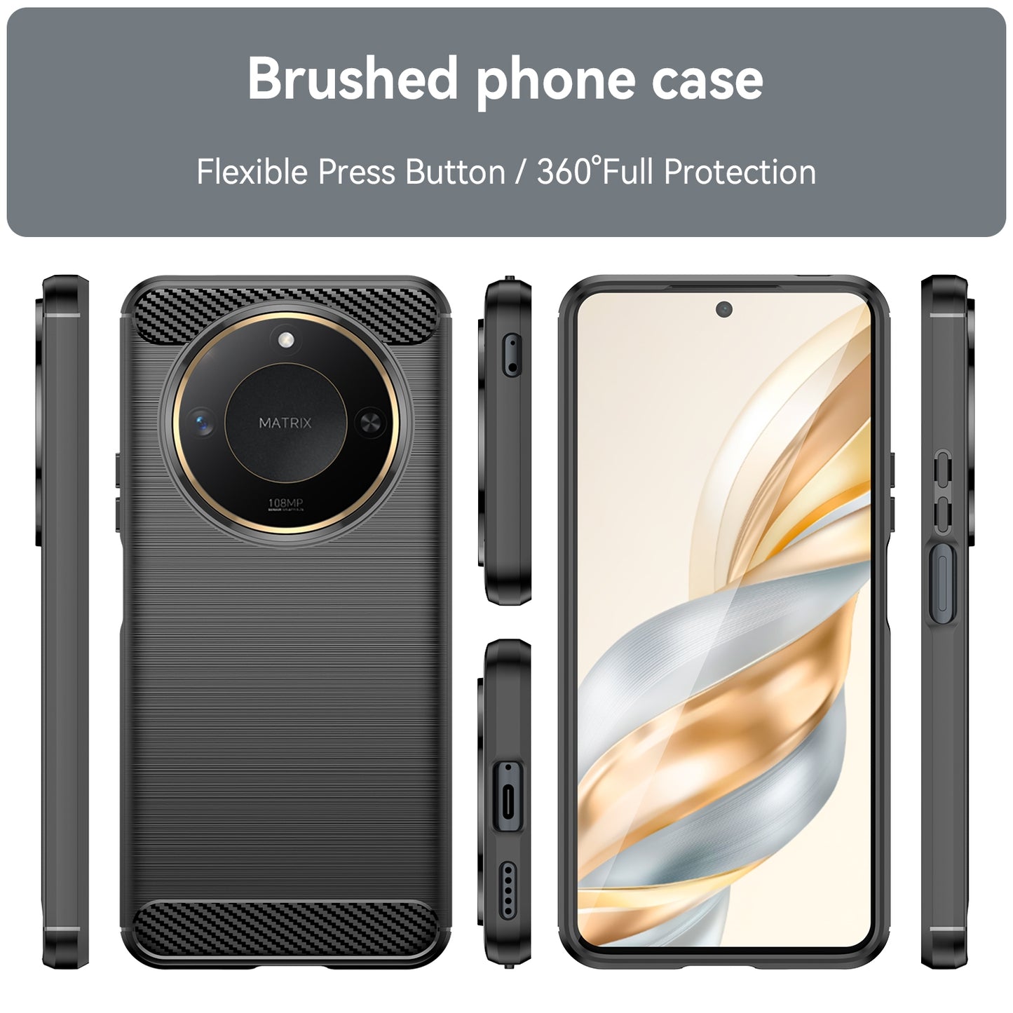 Honor X60 Carbon Fiber Brushed Texture TPU Protective Phone Case Shockproof Slim Cover