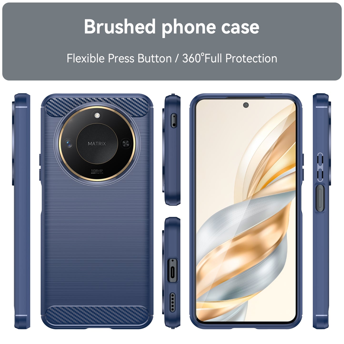Honor X60 Carbon Fibre Brushed Texture TPU Protective Phone Case Shockproof Slim Cover