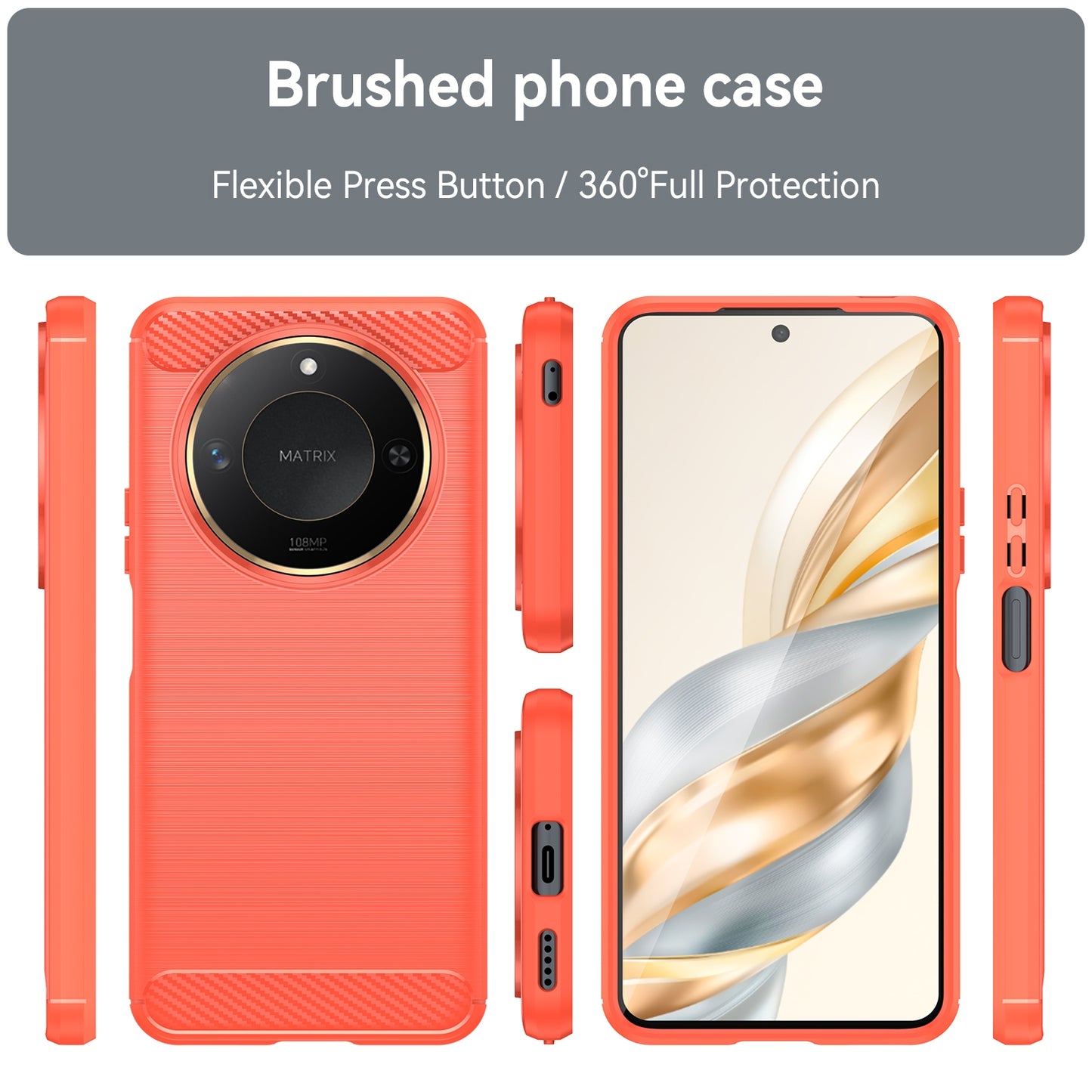 Honor X60 Carbon Fibre Brushed Texture TPU Protective Phone Case Shockproof Slim Cover