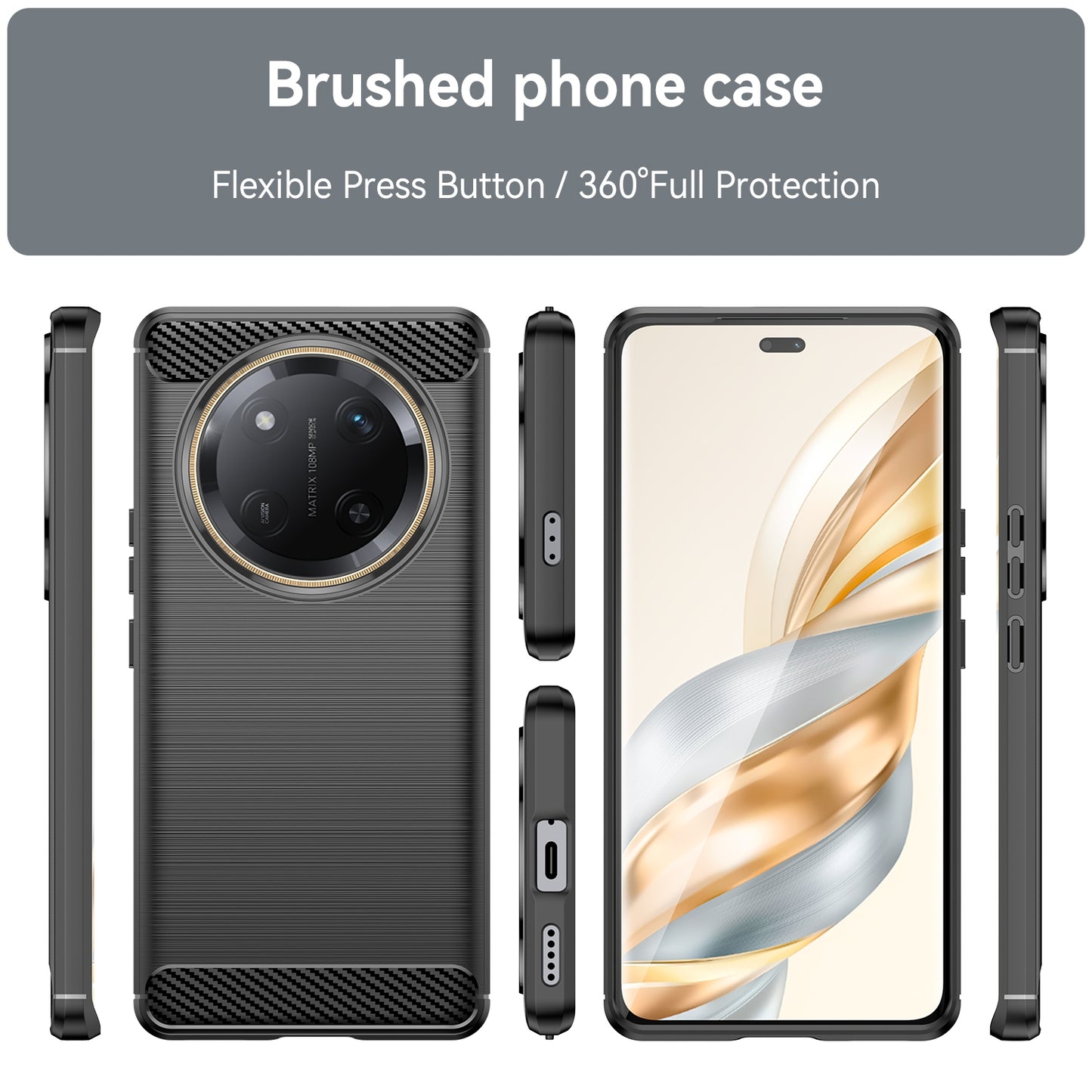 Honor X60 Pro Carbon Fibre Brushed Texture TPU Protective Phone Case Shockproof Slim Cover