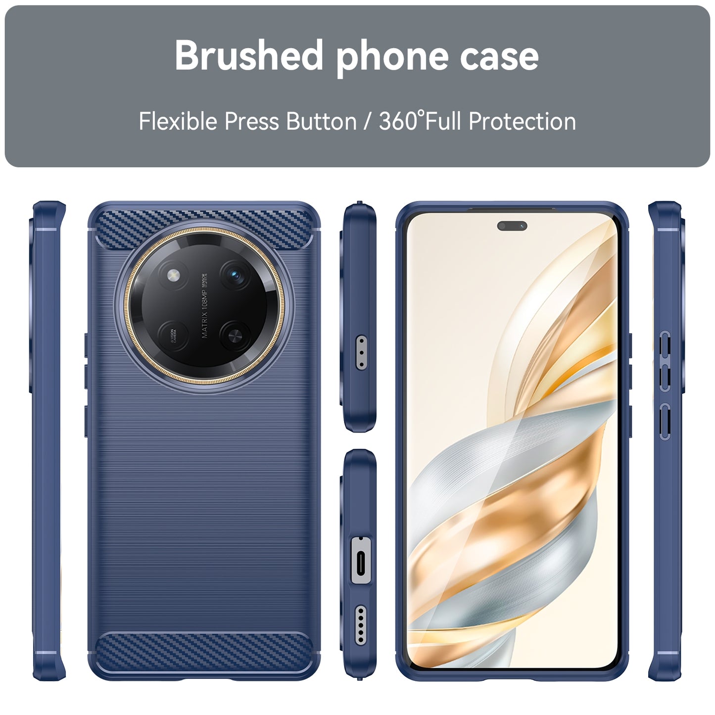 Honor X60 Pro Carbon Fiber Brushed Texture TPU Protective Phone Case Shockproof Slim Cover