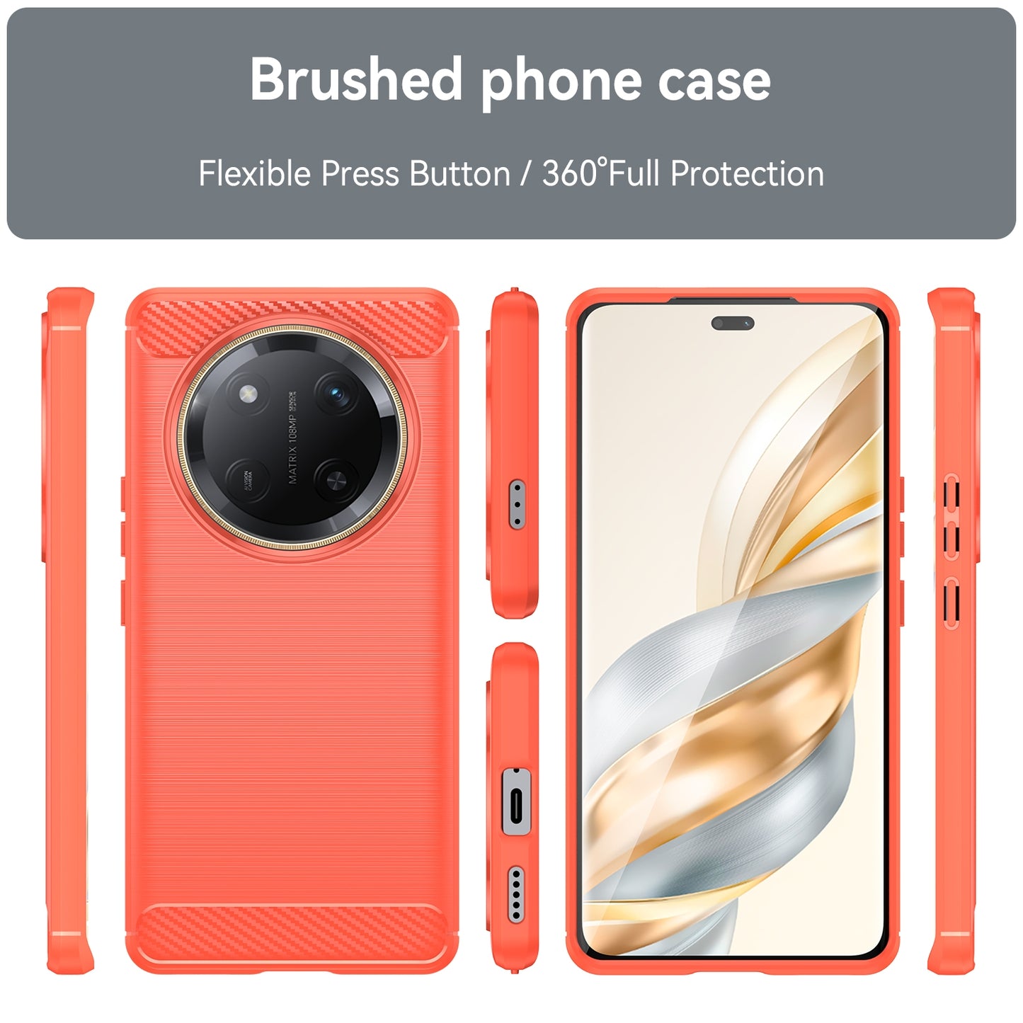 Honor X60 Pro Carbon Fiber Brushed Texture TPU Protective Phone Case Shockproof Slim Cover