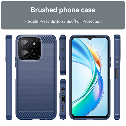 Honor X5b Carbon Fiber Brushed Texture TPU Protective Phone Case Shockproof Slim Cover
