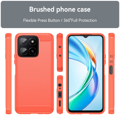Honor X5b Carbon Fiber Brushed Texture TPU Protective Phone Case Shockproof Slim Cover