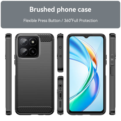 Honor X5b Plus Carbon Fiber Brushed Texture TPU Protective Phone Case Shockproof Slim Cover