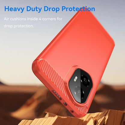Honor 300 Carbon Fiber Brushed Texture TPU Protective Phone Case Shockproof Slim Cover