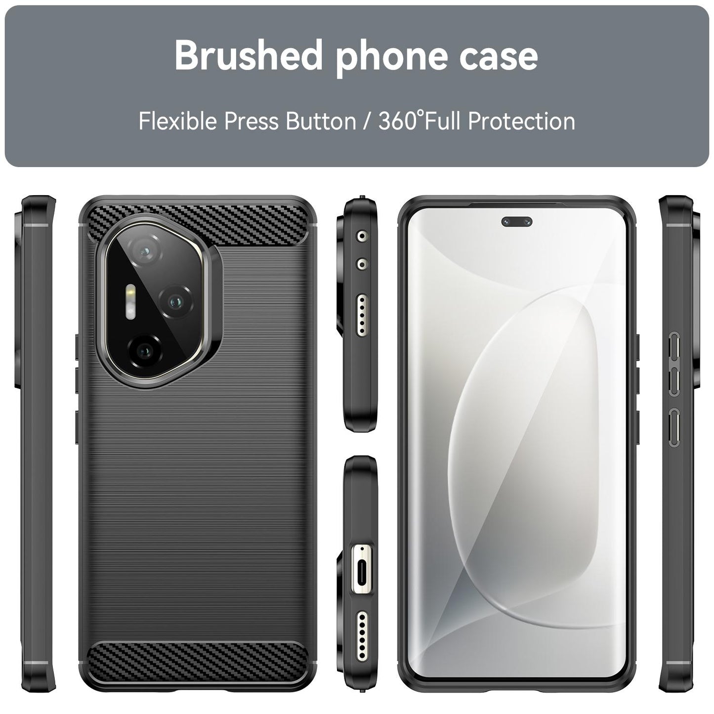 Honor 300 Ultra Carbon Fibre Brushed Texture TPU Protective Phone Case Shockproof Slim Cover