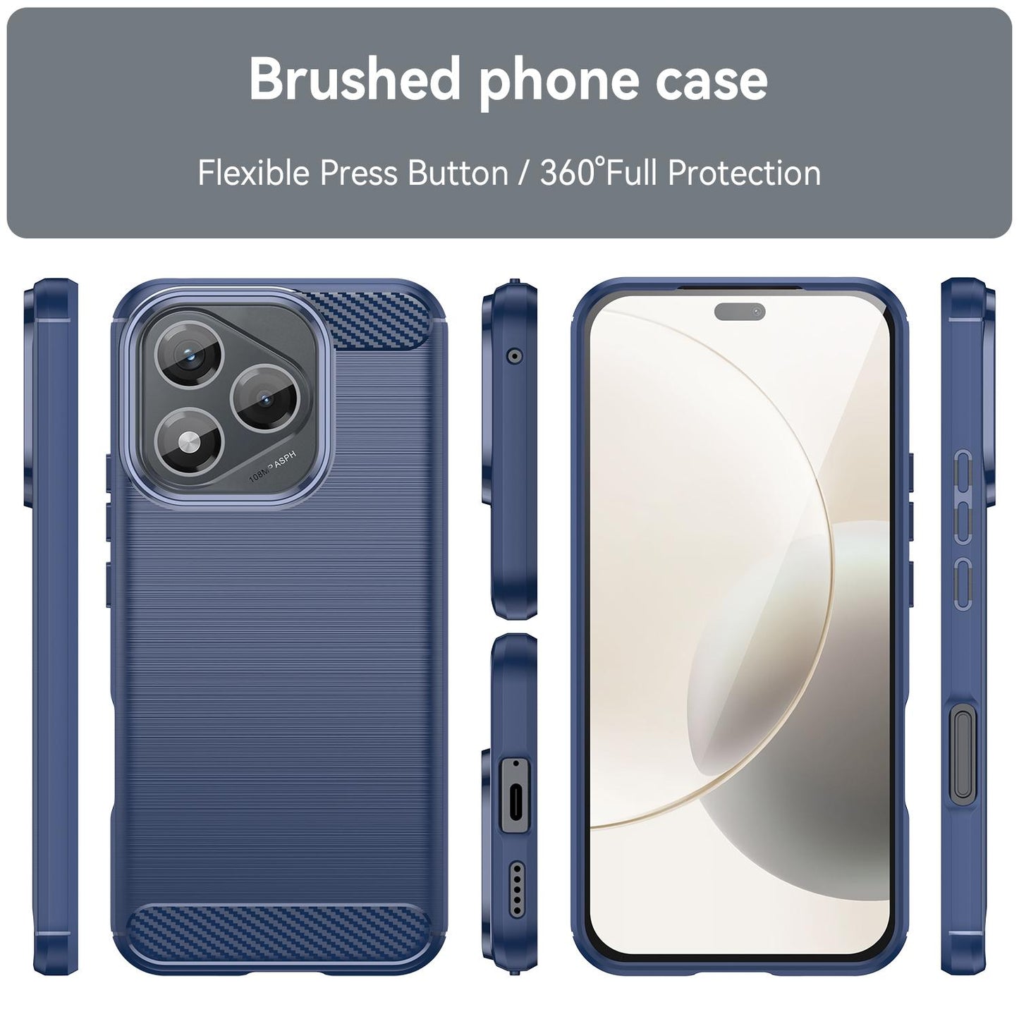 Honor 400 Lite Global Carbon Fiber Brushed Texture TPU Protective Phone Case Shockproof Slim Cover