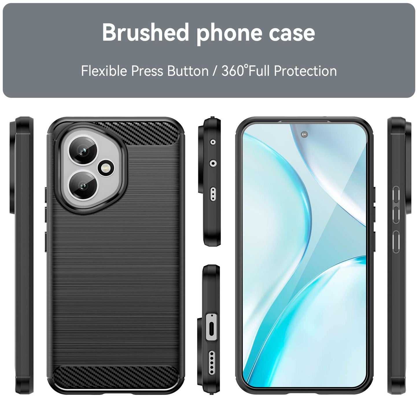 Honor 400 Global 156.5mm Carbon Fibre Brushed Texture TPU Protective Phone Case Shockproof Slim Cover
