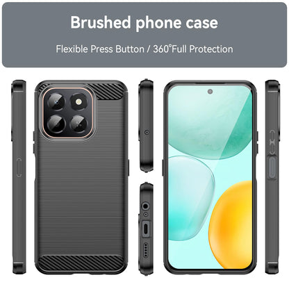 Honor X6c 4G Carbon Fibre Brushed Texture TPU Protective Phone Case Shockproof Slim Cover