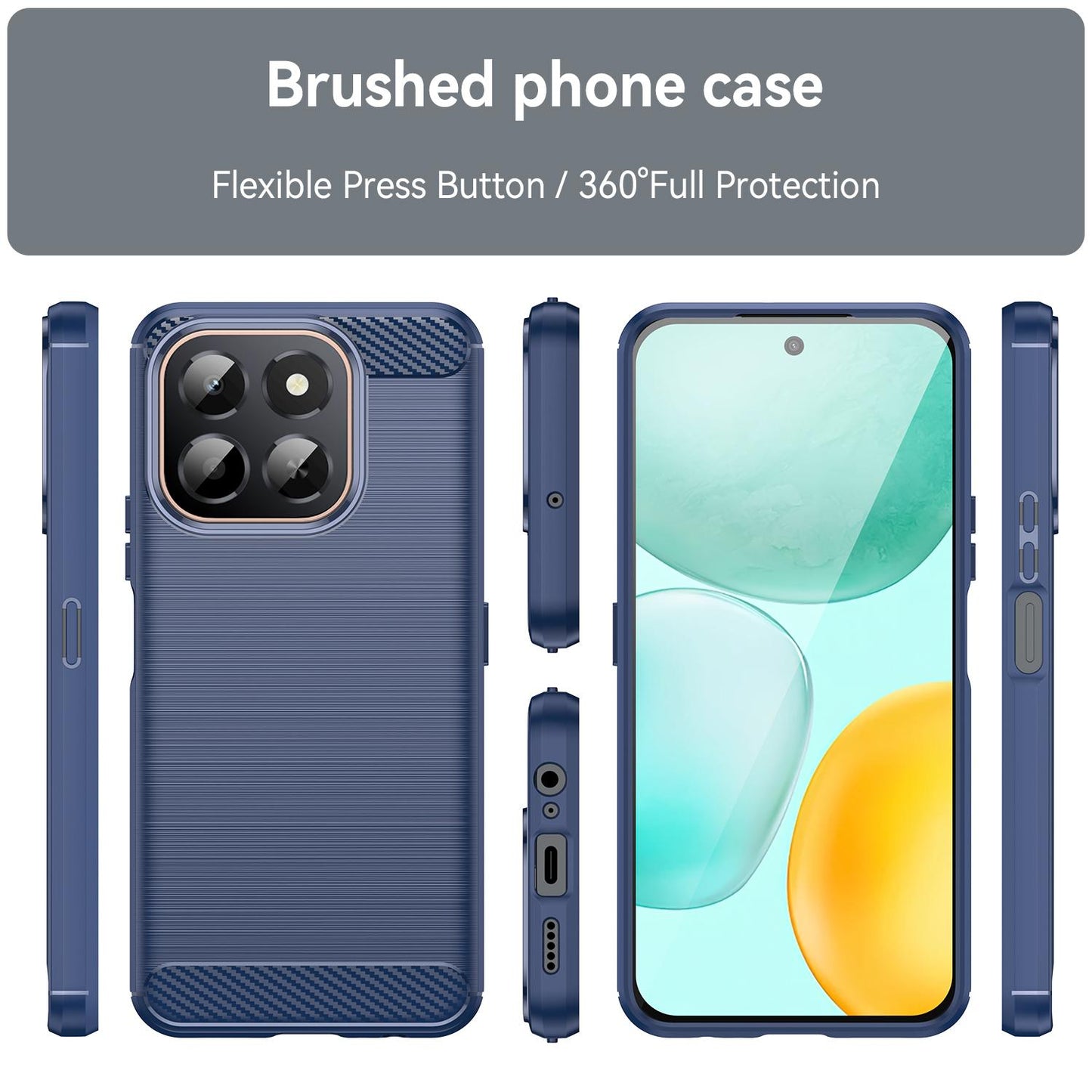 Honor X6c 4G Carbon Fiber Brushed Texture TPU Protective Phone Case Shockproof Slim Cover