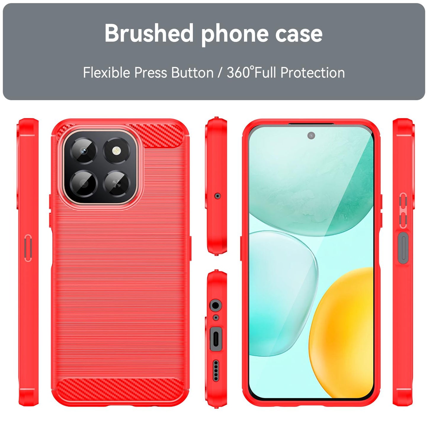 Honor X6c 4G Carbon Fibre Brushed Texture TPU Protective Phone Case Shockproof Slim Cover
