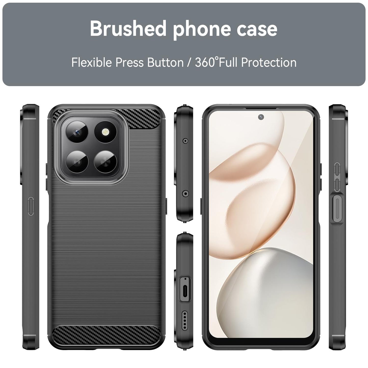 Honor 400 Smart 5G Carbon Fibre Brushed Texture TPU Protective Phone Case Shockproof Slim Cover