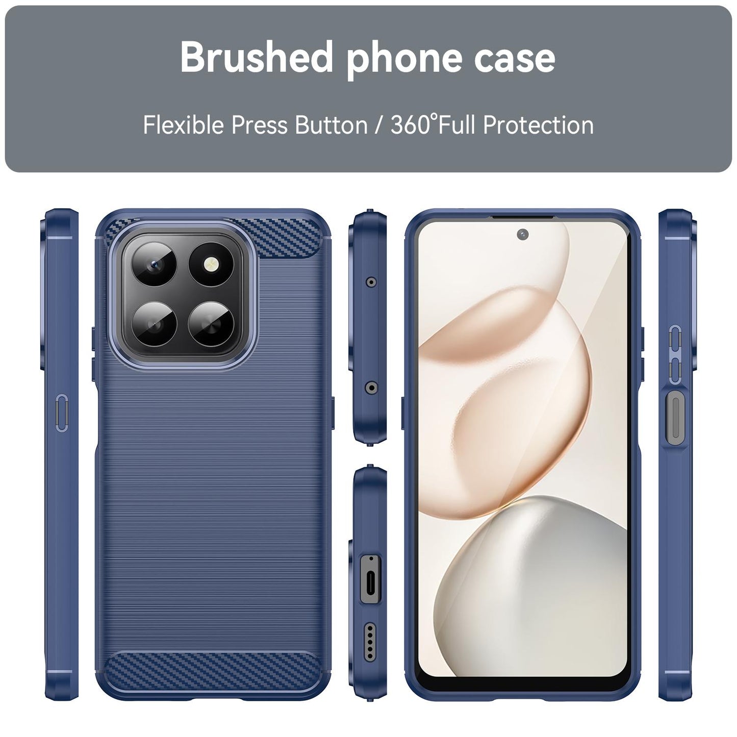 Honor 400 Smart 5G Carbon Fiber Brushed Texture TPU Protective Phone Case Shockproof Slim Cover