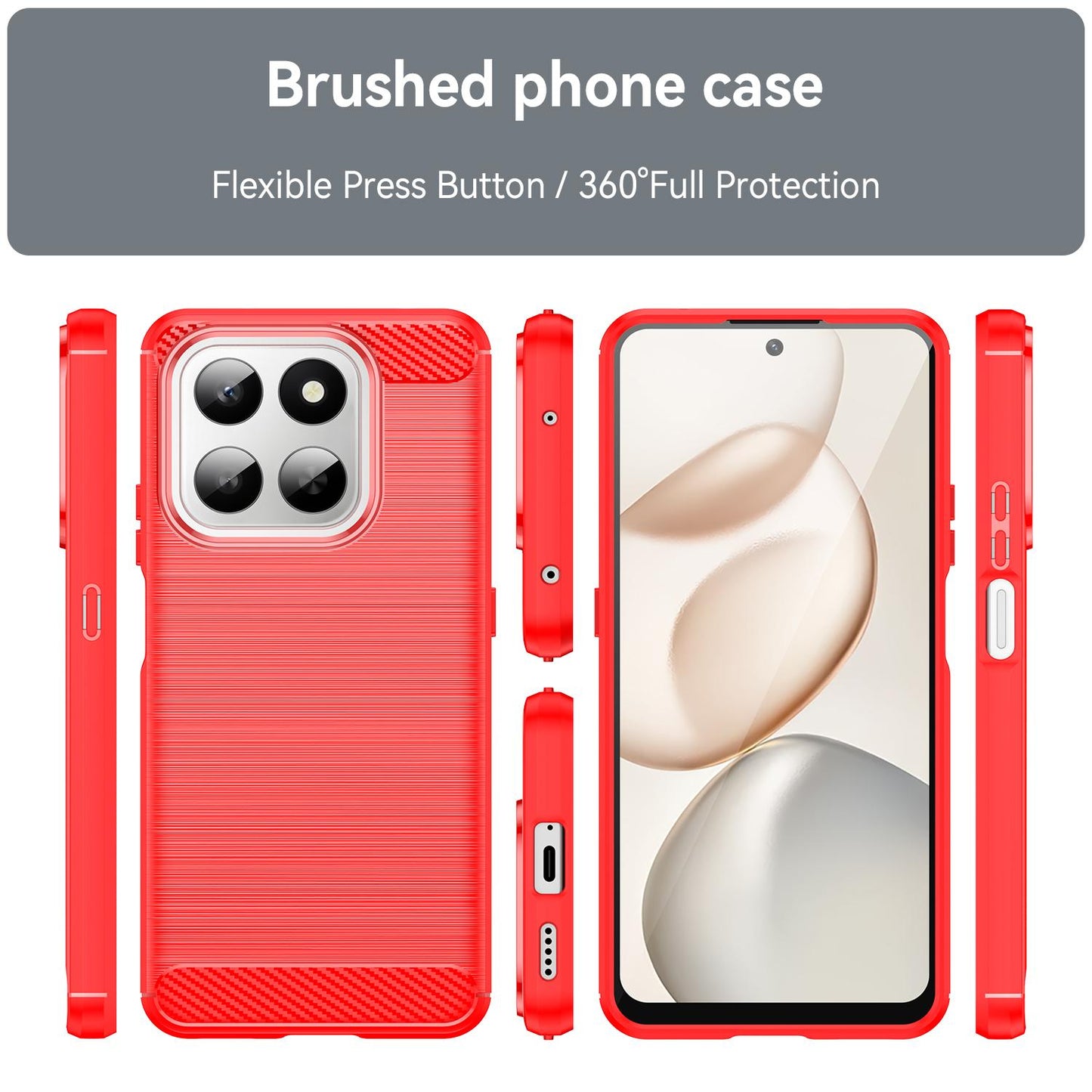 Honor 400 Smart 5G Carbon Fibre Brushed Texture TPU Protective Phone Case Shockproof Slim Cover