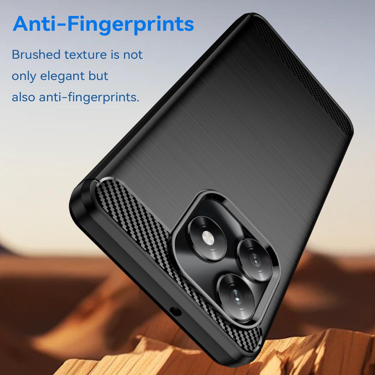 Honor X5c Plus Carbon Fiber Brushed Texture TPU Protective Phone Case Shockproof Slim Cover
