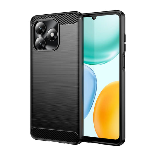 Honor X5c Plus Carbon Fiber Brushed Texture TPU Protective Phone Case Shockproof Slim Cover