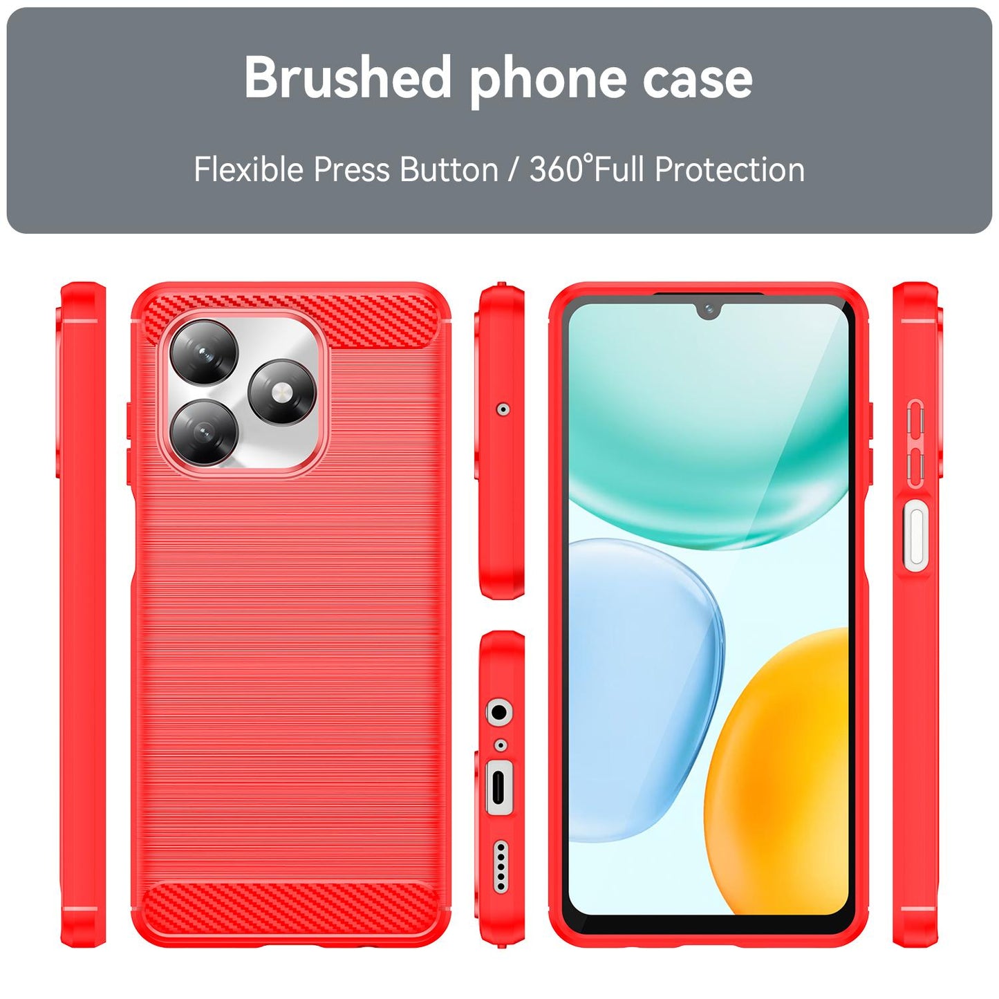 Honor X5c Plus Carbon Fibre Brushed Texture TPU Protective Phone Case Shockproof Slim Cover