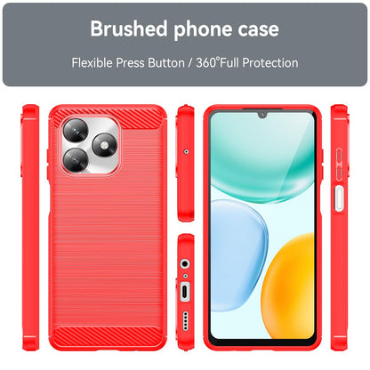 Honor X5c Plus Carbon Fiber Brushed Texture TPU Protective Phone Case Shockproof Slim Cover