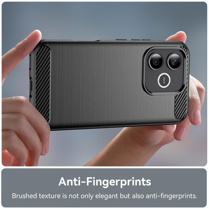 Honor 600 Lite Global Carbon Fiber Brushed Texture TPU Protective Phone Case Shockproof Slim Cover