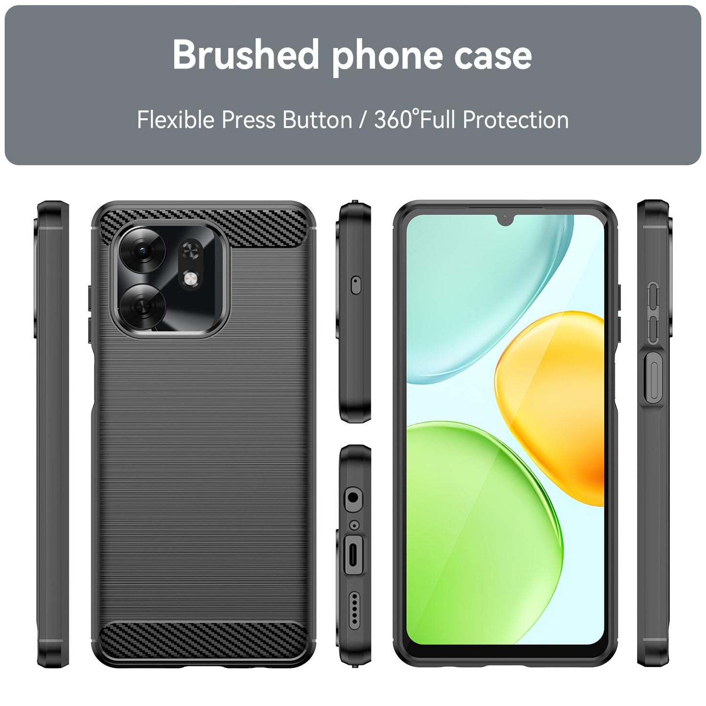 Honor Play10A 4G Carbon Fibre Brushed Texture TPU Protective Phone Case Shockproof Slim Cover