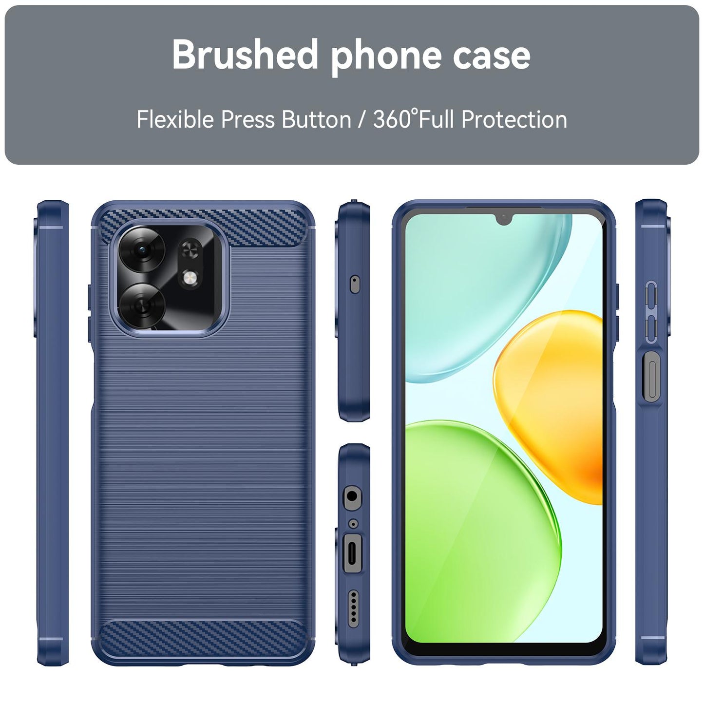 Honor Play10A 4G Carbon Fiber Brushed Texture TPU Protective Phone Case Shockproof Slim Cover