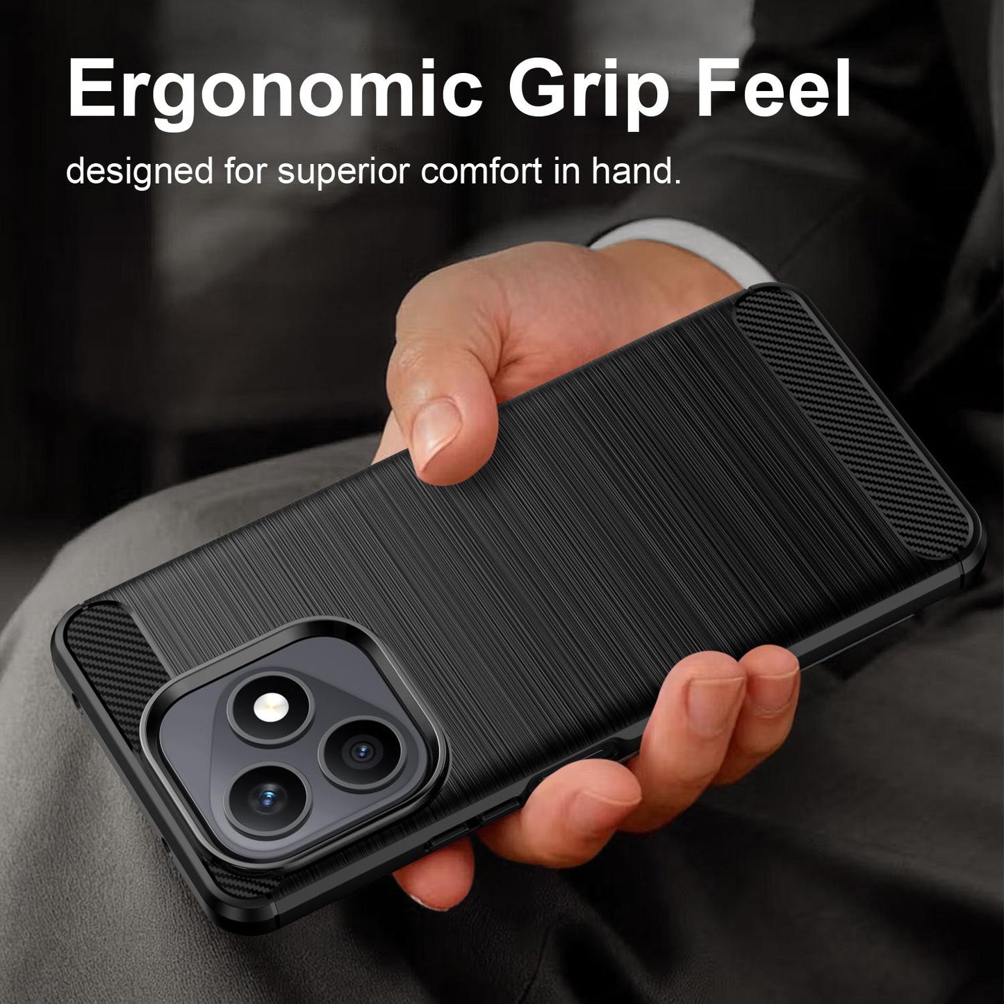 Honor X8d 4G Carbon Fiber Brushed Texture TPU Protective Phone Case Shockproof Slim Cover