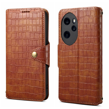 Honor 100 Pro Denior Crocodile Texture Oil Edge Leather Phone Case with Card Wallet and Kickstand