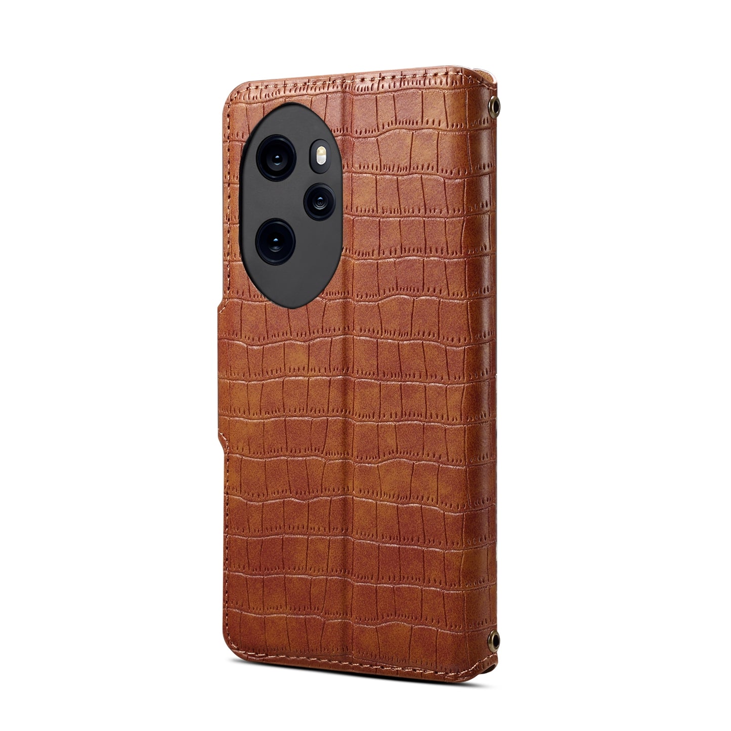 Honor 100 Pro Denior Crocodile Texture Oil Edge Leather Phone Case with Card Wallet and Kickstand