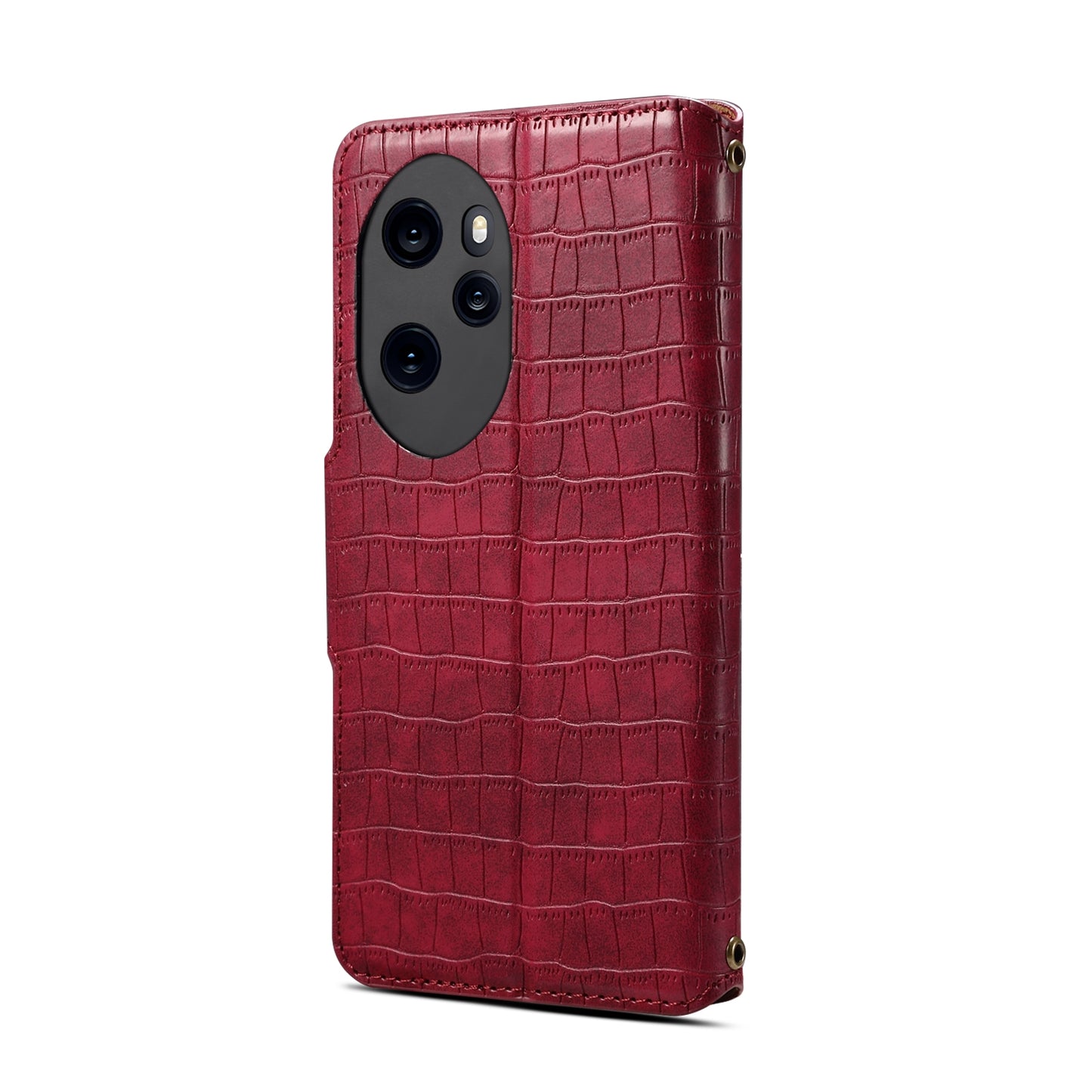 Honor 100 Pro Denior Crocodile Texture Oil Edge Leather Phone Case with Card Wallet and Kickstand