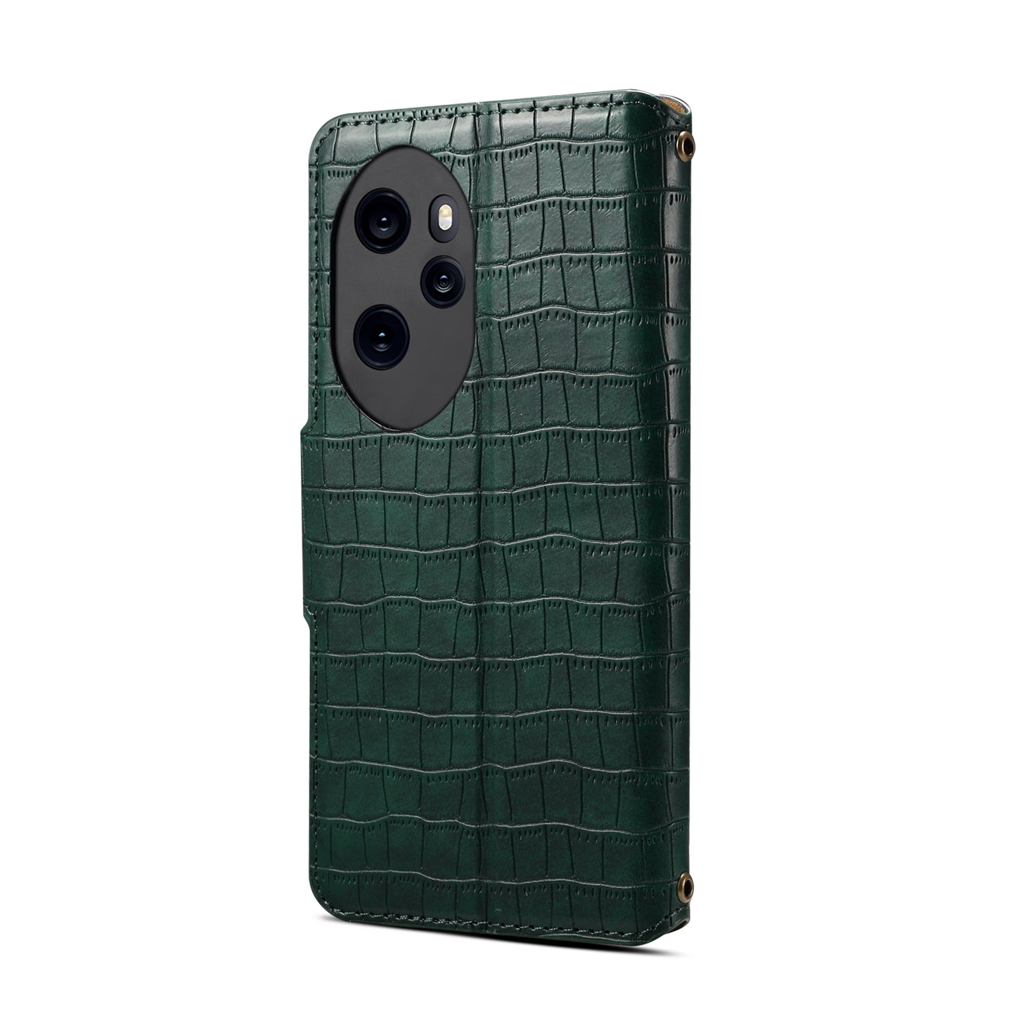 Honor 100 Pro Denior Crocodile Texture Oil Edge Leather Phone Case with Card Wallet and Kickstand