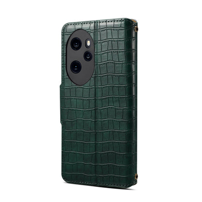 Honor 100 Pro Denior Crocodile Texture Oil Edge Leather Phone Case with Card Wallet and Kickstand