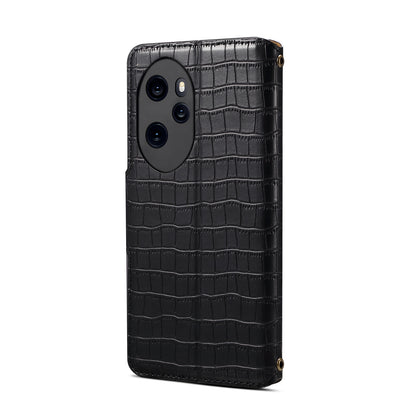 Honor 100 Pro Denior Crocodile Texture Oil Edge Leather Phone Case with Card Wallet and Kickstand