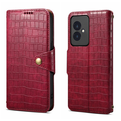 Honor 100 Denior Crocodile Texture Oil Edge Leather Phone Case with Card Wallet and Kickstand