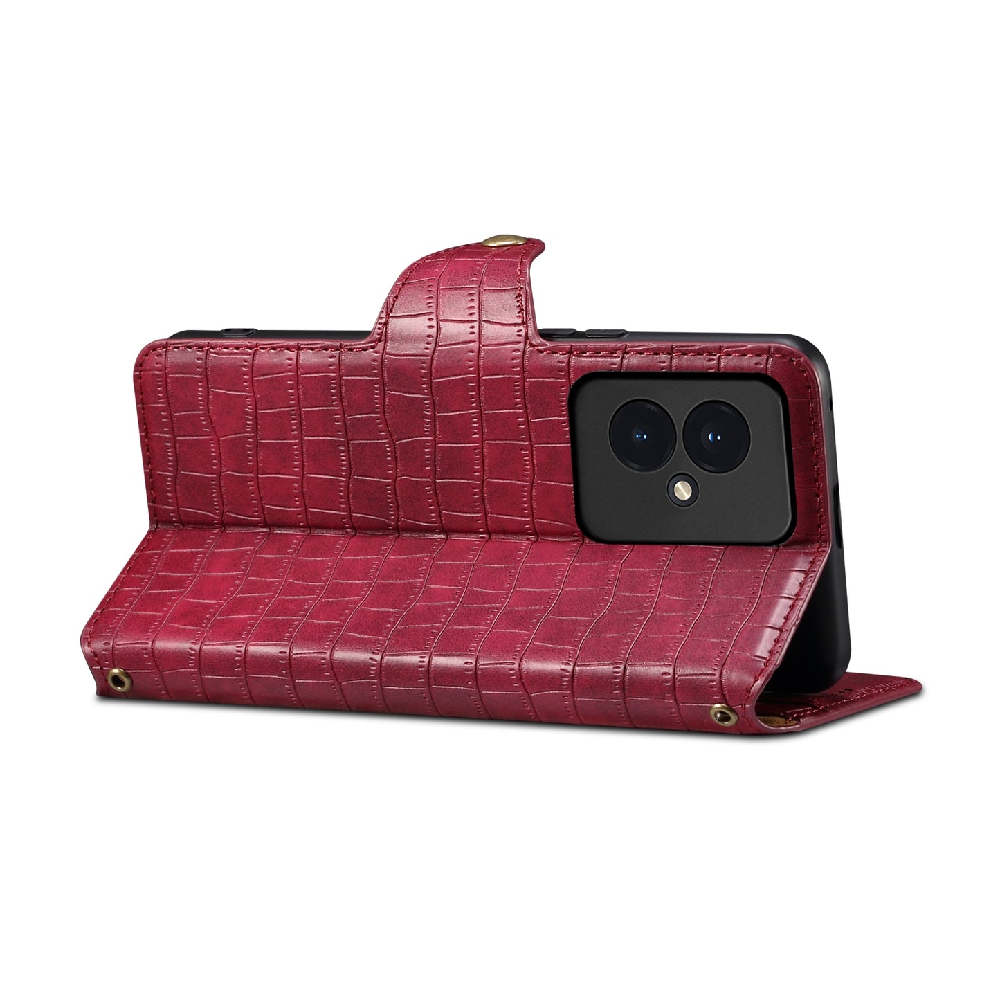 Honor 100 Denior Crocodile Texture Oil Edge Leather Phone Case with Card Wallet and Kickstand