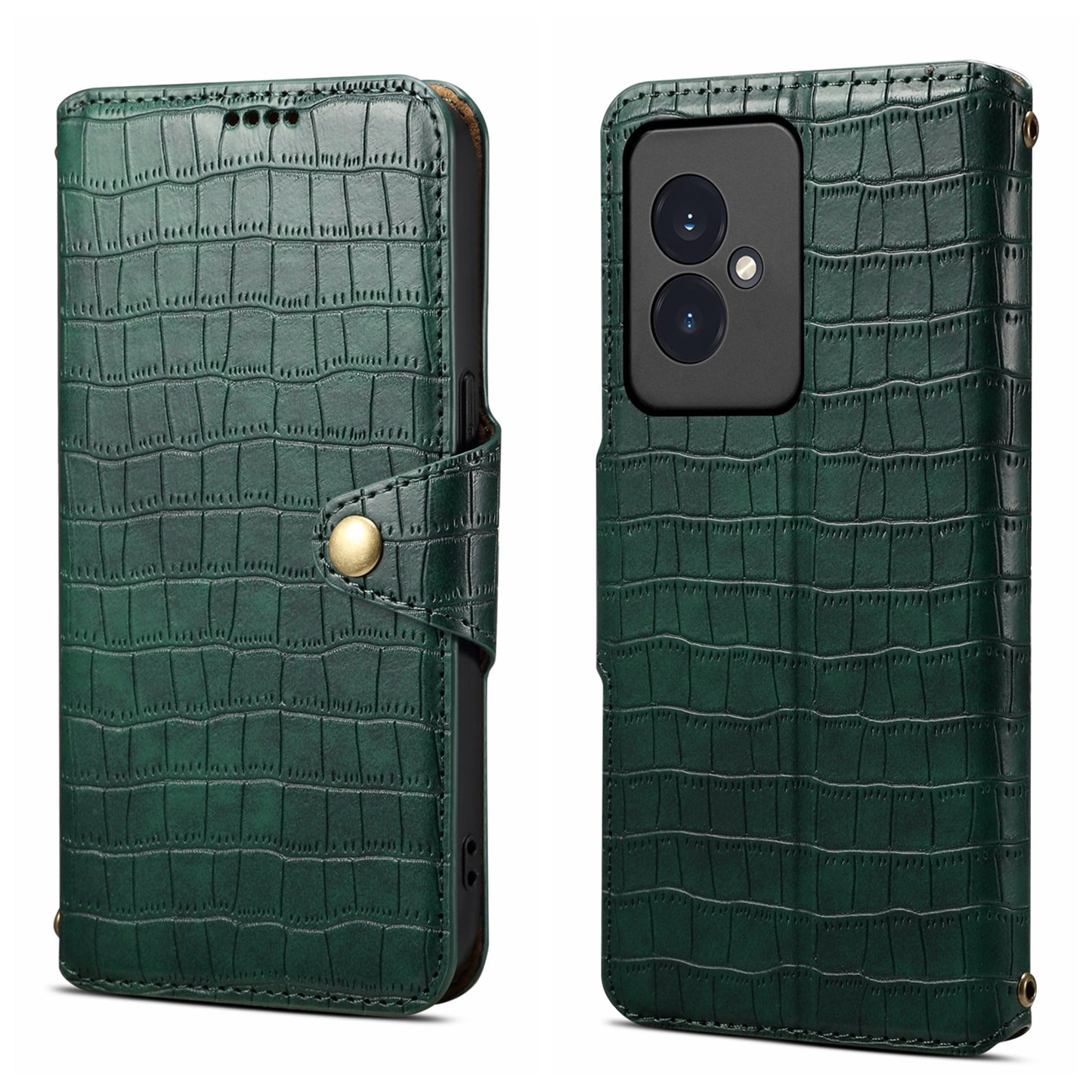 Honor 100 Denior Crocodile Texture Oil Edge Leather Phone Case with Card Wallet and Kickstand