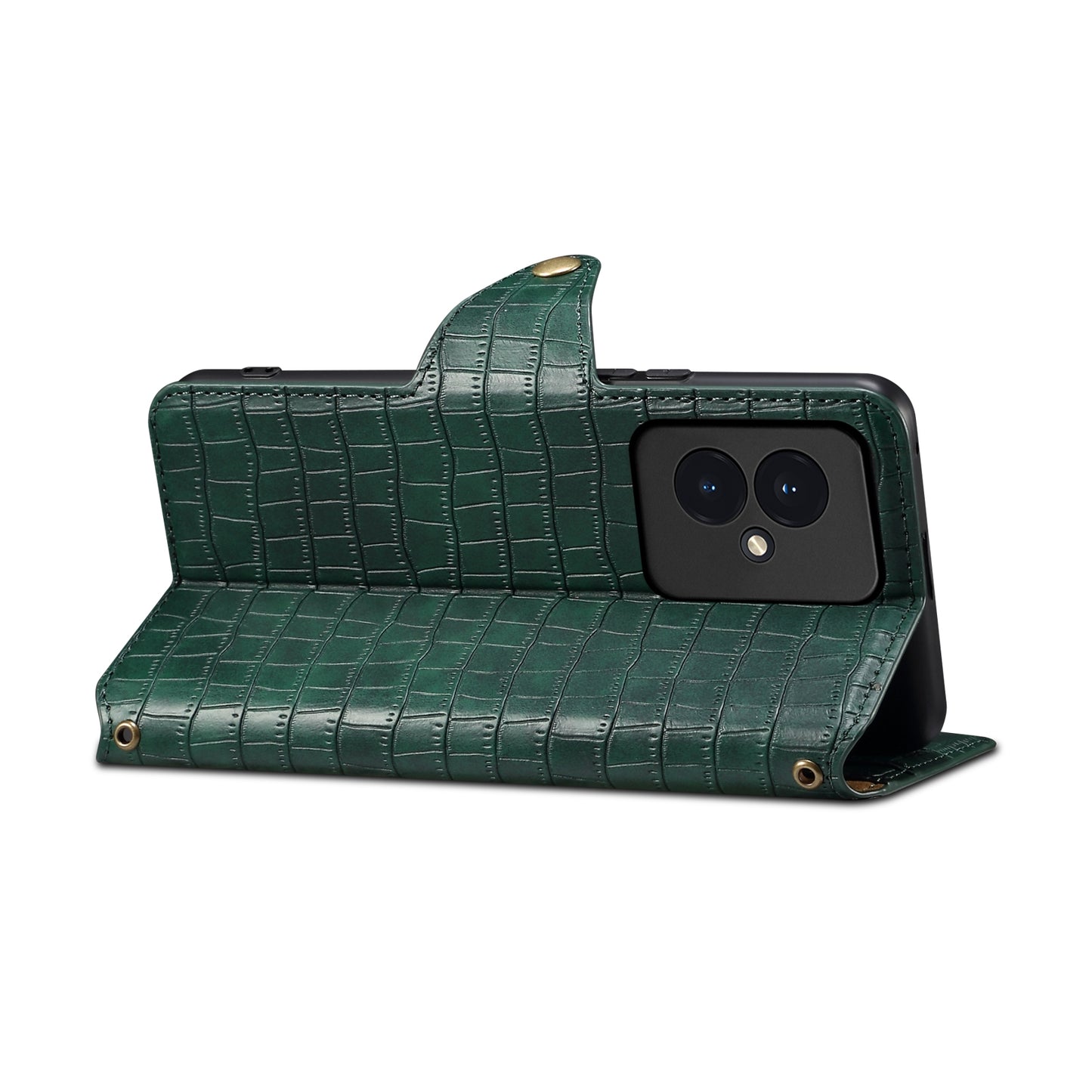 Honor 100 Denior Crocodile Texture Oil Edge Leather Phone Case with Card Wallet and Kickstand